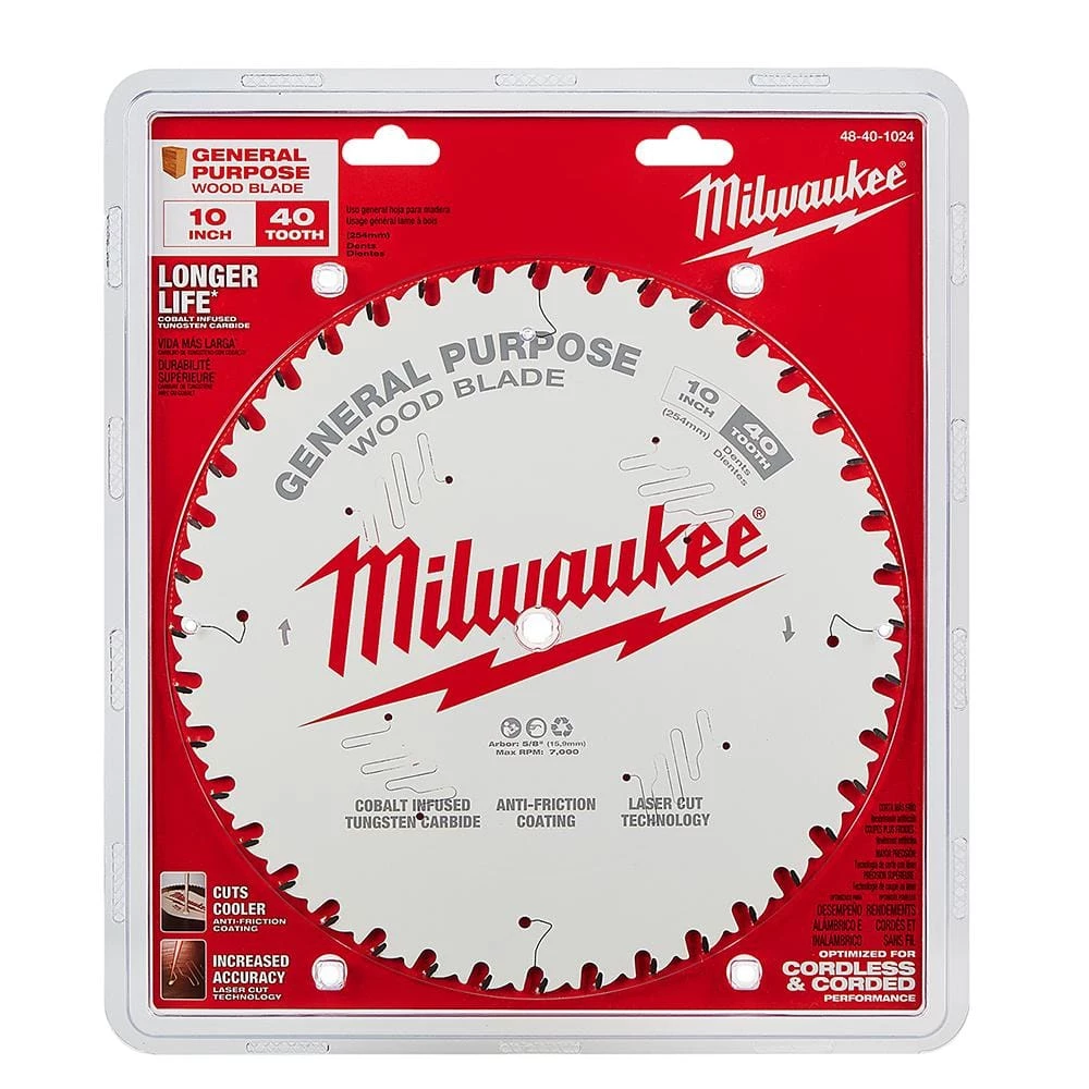 Milwaukee 10 in. x 40-Tooth General Purpose Circular Saw Blade 7 Milwaukee 10 in. x 40-Tooth General Purpose Circular Saw Blade - Image 7