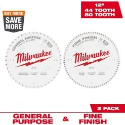 Milwaukee 12 in. x 44-Tooth and 80-Tooth Circular Saw Blade (2-Pack)