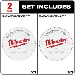 Milwaukee 12 in. x 44-Tooth and 80-Tooth Circular Saw Blade (2-Pack) -Power Tools Accessories Sales Shop milwaukee table saw blades miter saw blades 48 40 1232 a0 1000