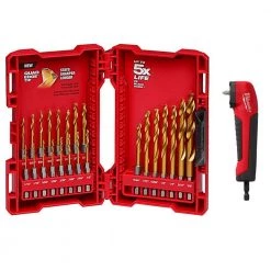 Milwaukee SHOCKWAVE IMPACT DUTY Titanium Drill Bit Set (23-Piece) with Right Angle Drill Adapter
