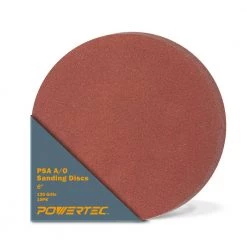 POWERTEC 6 in. 120 Grit PSA Aluminum Oxide Sanding Disc/Self Stick (10-Pack)