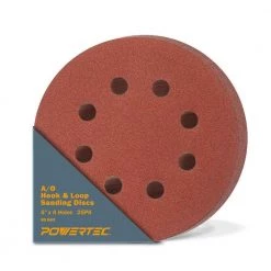POWERTEC 5 in. 60-Grit Aluminum Oxide Hook and Loop 8-Hole Disc (25-Pack)