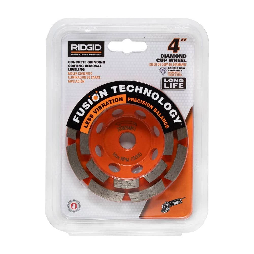 RIDGID 4 in. Double Row Diamond Cup Wheel 3 RIDGID 4 in. Double Row Diamond Cup Wheel - Image 3