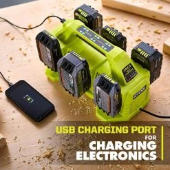 RYOBI ONE+ 18V 6-Port Fast Charger -Power Tools Accessories Sales Shop ryobi outdoor power batteries chargers pcg006 66 1000
