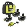 RYOBI ONE+ 18V Lithium-Ion HIGH PERFORMANCE Starter Kit with 2.0 Ah Battery, 4.0 Ah Battery, 6.0 Ah Battery, Charger, and Bag