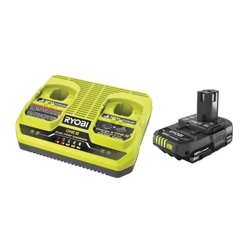 RYOBI ONE+ 18V 2.0 Ah Battery and Dual Port Charger Kit -Power Tools Accessories Sales Shop ryobi outdoor power batteries chargers psk201 64 1000